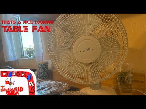 Reviewing and going through a 12in Lasko table fan at my moms friends house