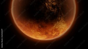 Alien planet with lava streams. Catastrophe and World Destroyed animation