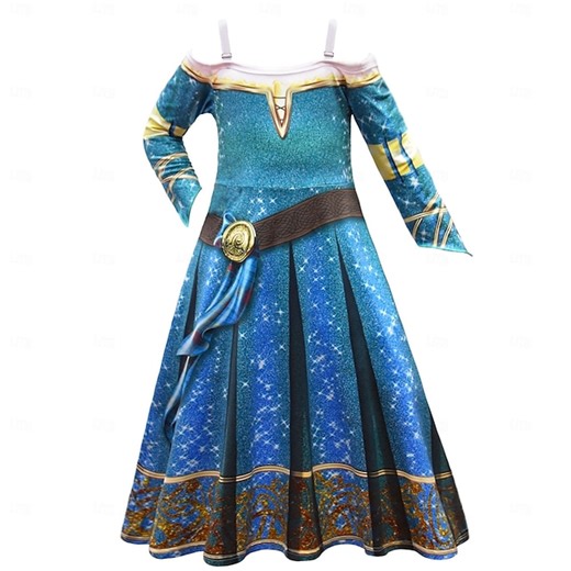 Fairy Tale Princess Merida Dress Cosplay Costume Adventure Movie Cosplay for Girls' Kid's Halloween Carnival World Book Day Performance Educational Dress Up School Event Dress Up 2025 - $30.99