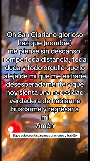 Oración a San Cipriano para que piense en mí y regrese