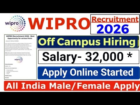 Wipro Recruitment 2026 | Wipro New Vacancy 2026 | Wipro Jobs 2026 | Wipro Job Hiring 2026