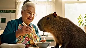 Capybara cooking and dining