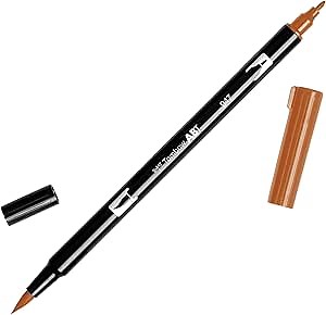 Tombow 56612 Dual Brush Pen Art Marker, 947 - Burnt Sienna, 1-Pack. Blendable, Brush and Fine Tip Marker