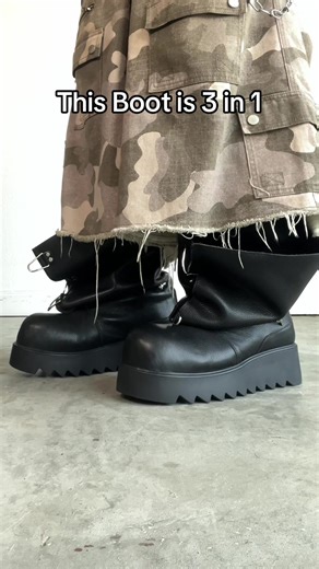 Easily the most customizable boot in my wardrobe. The “Witch Hunter” Boot features a full grain leather upper, double layer construction, modular lacing system, and ski clasp closures, all stacked on top of a 2.35 inch sole. This is my idea of the absolute dream boot. #archivefashion #fashiontiktok #fashiondesignstudent #clothingbrandowner