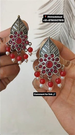Silver Look Oxidised Leaf Stud Dangler Earrings | Elegant Daily Wear Ethnic Jewellery Under 300