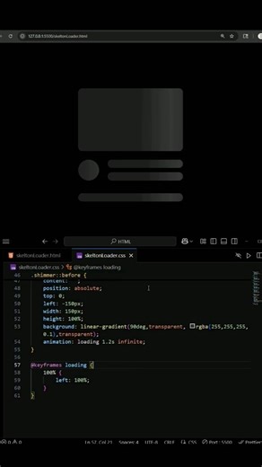 How to create a Skeleton Loader Animation Using HTML and CSS. #webdevelopment #webdesign #coding