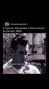 History Photographed on Instagram: "In the early ‘Four Corners’ series, the ‘Voice of the People’ segment had reporter Keith Smith asking Australians on the streets their views. On September 30, 1961, he asked locals whether bikinis should be banned. At that time there were strict regulations and beach inspectors enforcing dress codes."