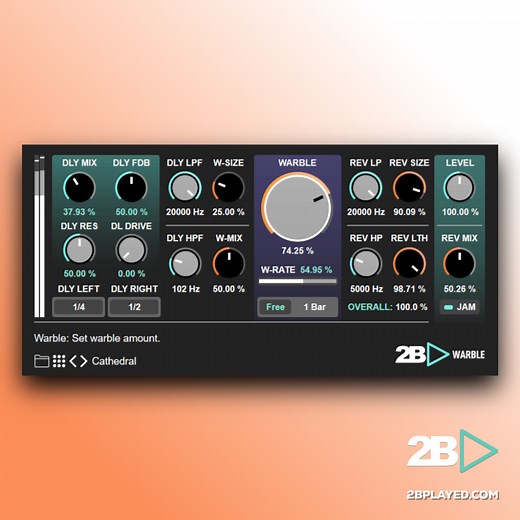 Warble by 2B Played Music - Delay / Reverb Plugin VST3 Audio Unit
