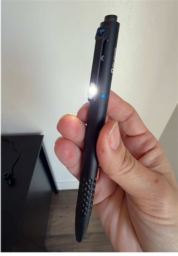 It’s a pen, flashlight and laser pointer all in one. It has a rechargeable base and extra ink cartridges. #edc #flashlight #everydaycarry #olight