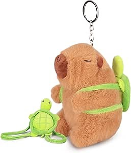 Emoin Cute Capybara Plush Keychain, 6.3-Inch Kawaii Capybara Stuffed Animals with Turtle Backpack Plushie Doll Toy, Ideal Gifts for Boys&Girls