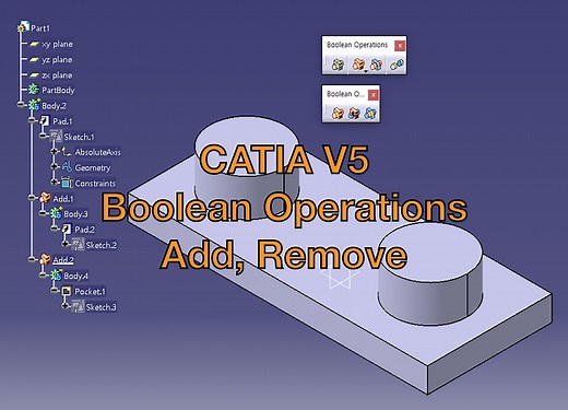 [CATIA V5] Boolean Operations 2탄 Add, Remove 사용 방법