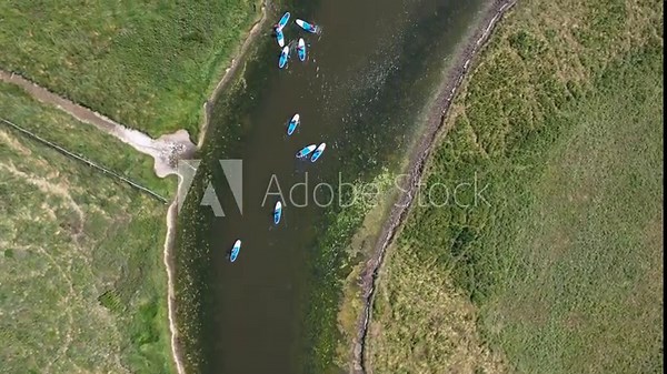 Cuckmere haven valley river drone SUP, stand up paddle board, cows, countryside, Sussex, Seaford, trail, ocean, cliffs, sunny day