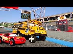 Famous Cars Race Track Showdown - Miss Fritter vs Lightning McQueen Storm & Cruz! (Disney Cars Toys)