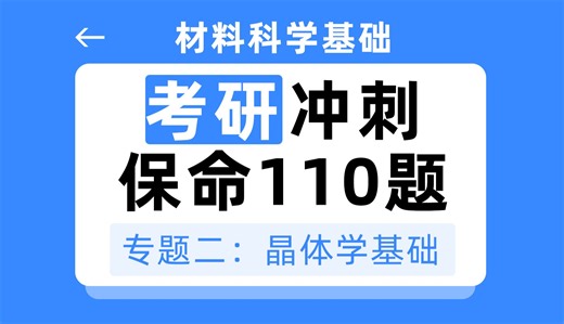 【25材料考研】材科基冲刺保命110题   材料科学基础 保命110题 专题二：晶体学基础