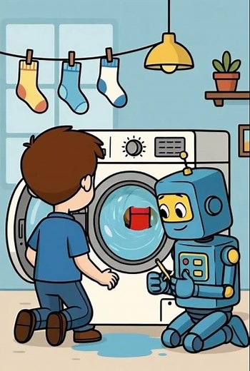 Cartoon. Laundry day