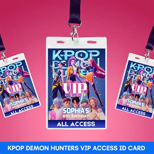 Kpop Demon Hunters VIP Pass, Editable Huntrix ID Badge, Birthday Party Favor - Etsy