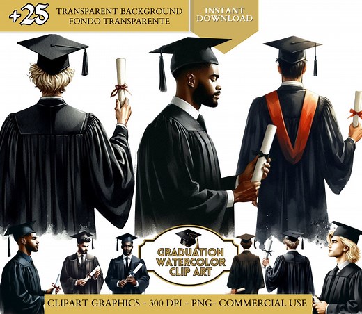 Watercolor Graduation Cap Png, Graduation Clipart, Graduation Hat - Graduation Class of 2024 Transparent Background Graduation Men Cap Hat - Etsy