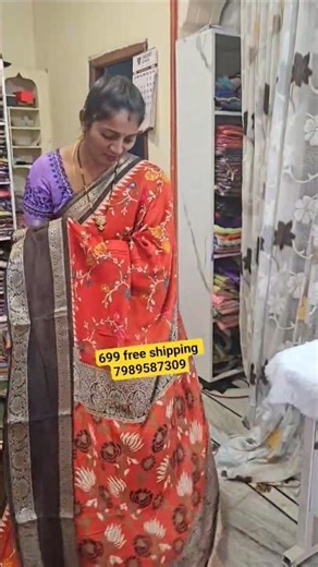 699 free shipping mashemellow fabric rust color saree what's app to order 7989587309
