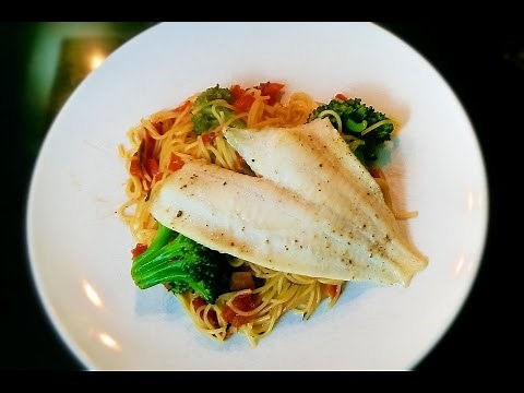 Broiled Flounder with Angel Hair Pasta Risotto