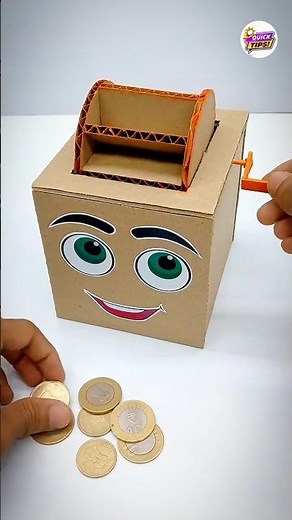 how to make coin bank box from cardboard #diy #scienceproject #shorts