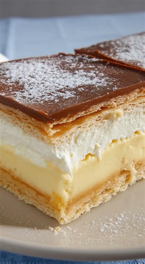 Mézes Franciakrémes (Hungarian Honey & Cream Slice) This classic Hungarian dessert, known as a "French cream slice," is a symphony of contrasting textures and flavors. It features a crisp, uniquely honey-scented shortcrust pastry, layered with a rich vanilla custard and light whipped cream, all topped with a simple chocolate glaze. Components & Ingredients Part 1: Honey Shortcrust Pastry 300g (2 ½ cups) all-purpose flour, plus more for dusting 100g (¾ cup) powdered sugar 1 large egg 1 large egg 