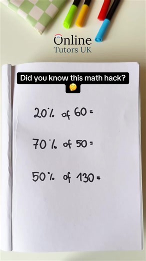 Most students think percentages are complicated… But a lot of them can be solved mentally in seconds. Once you spot the pattern, these questions become much easier in exams. We share simple GCSE maths tricks, exam tips and revision help every week. Follow us so you don’t miss the next one 📚✏️ #gcsemaths #mathtrick #mathhack #mathexercises #gcserevision