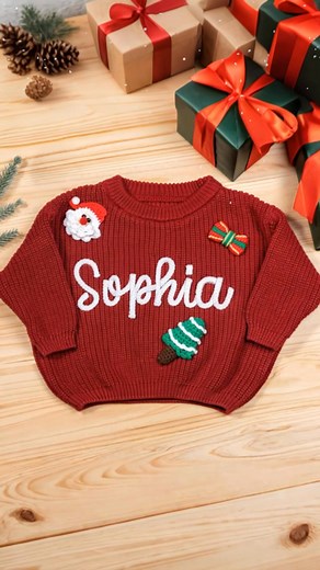 1.6K views · 70 reactions | Get a Personalized Christmas Sweater for your little one, complete with their name and 1-3 cute ornaments. The perfect gift for newborns and kids this holiday season! | Callie Gifts | Facebook