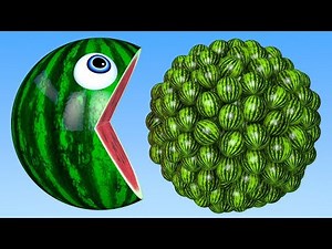Learn Colors with PACMAN as eat WaterMelon on the Farm and slides down a magic slide
