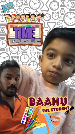 Adheera D on Instagram: "Baahu- The Student series. Time Table. Watch this hilarious conversation between father and son duo about class timetable. #timetable #kids #school"