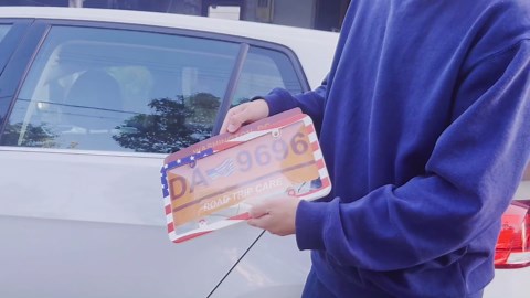 2Pack License Plate Cover and Frames,Clear Front and Rear License Plate Holder Shield,Unbreakable Car Licence Plate Frame Protector fits Any US Plates with Screws & Caps (American Flag Frame)