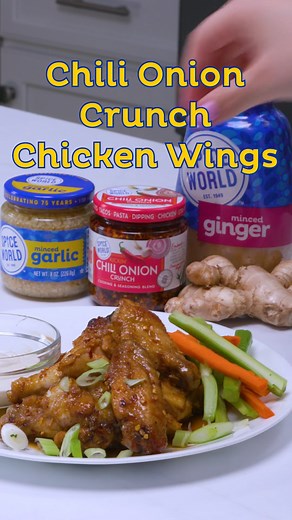 Bring some bold flavor to your Big Game spread! 🏈 ✨These Chili Onion Crunch Chicken Wings are the MVPs of flavor: spicy, garlicky, and simple to make with Spice World. Not to mention this is essentially a home game! 🍗 New Orleans is the birthplace of Spice World—making it a perfect occasion for this Big Easy appetizer! Find the full recipe here: https://bit.ly/3Cuf7f5 | Spice World