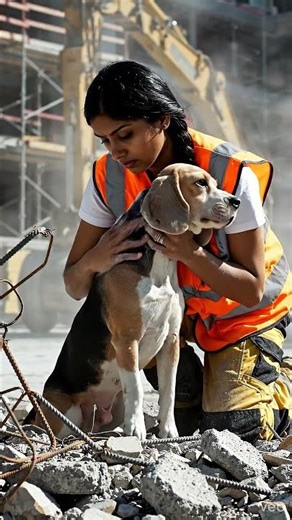 Kind women helping dog