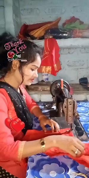 Traditional Sewing Techniques with Red Fabric