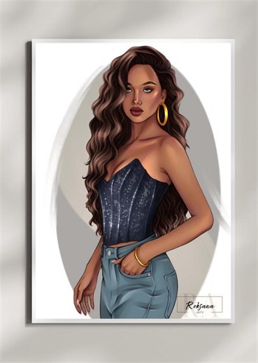 Digital Art Girl Illustration Artwork - Etsy