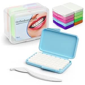 Braces Wax: 10 Pack of Colorful Braces Wax, (Vitamin E+Aloe Vera+Mint) Including a Storage Case and & Applicator. Nursing Food Grade Orthodontic Wax for Braces Wearers - Stick Better