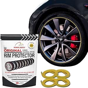 Yellow Rim Protectors for Alloy Wheels by Rimblades Original - Fits Up to 24" X 4 Rims | Easy DIY Exterior Car Accessories | Protects Against Curb Rash