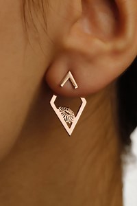 Birth Flower Ear Jacket Earrings: Sterling Silver Rhombus Geometric Jewelry - Etsy