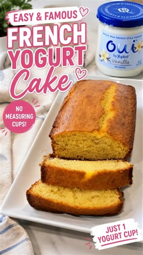 Easy French Yogurt Cake 🌸 No Measuring Cups! #shorts