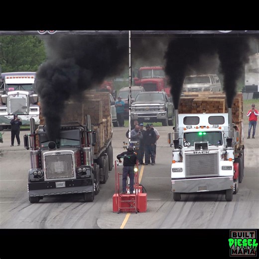 144K views · 5K reactions | Wow. check out this battle of loaded racing big rigs. Peterbilt takes on Mack Uphill loaded racing #semiracing #loadedsemidragracing #diesel #rollingcoal | BUILT Diesel MAFIA | Facebook
