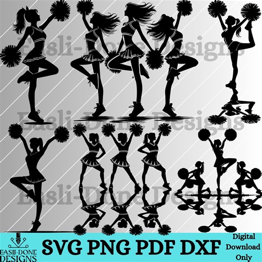 Cheer Silhouette SVG PNG Pdf and Dxf Files Cheerleader Silhouette Clipart Cutter & Laser Cut Files Cheer Dance Svg Instant Download Png - Etsy