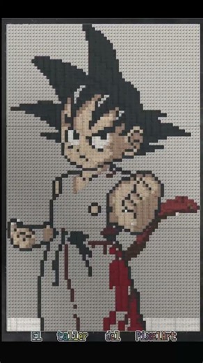 #Timelapse en #pixelart de un cuadro utilizando piezas de #lego de Son Goku (Goku mini) #dragonball