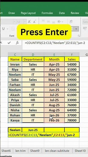 This Excel Formula Counts Multiple Conditions ⚡ COUNTIFS