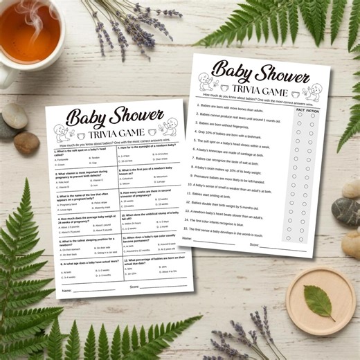Baby Shower Trivia Game Printable | Fun Baby Trivia Quiz for Guests | Instant Download PDF Party Game for Coed Baby Shower - Etsy