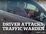 Moment traffic warden is beaten up by driver after giving him a ticket