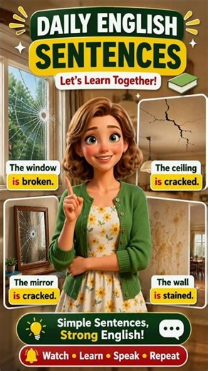 Learn Daily English Sentences | Broken, Cracked, Stained & More Vocabulary#educationalvideo