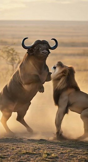 Epic Lion vs Buffalo Showdown | Realistic Wildlife Battle in Dust Storm 🦁🐃 #wildlifeentertainment