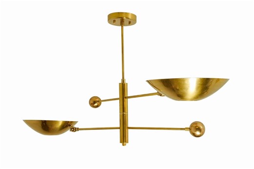 Mid Century Modern Brass Pendant Light | Sculptural Gold Ceiling Lamp | Modern Balance Chandelier | Minimalist Statement Lighting - Etsy