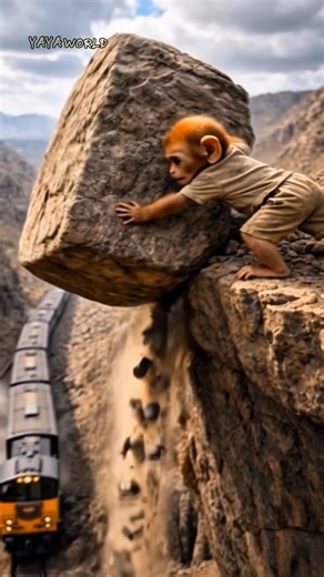 YAYA on Instagram: "Everyone Thought He Was Wrong… Until the Elephant Arrived 😔🥹 A small innocent monkey saw a danger no one else noticed. To save lives, he pushed a huge rock onto the railway track and stopped a speeding train. Instead of listening, people punished him. They kicked him. They mocked him. They ignored his tears. But moments later… an elephant arrived screaming. What they discovered next changed everything forever. This story is not just about animals. It’s about humanity. It’s 