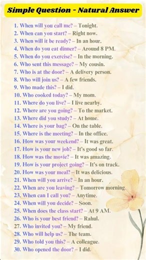 Simple English Q&A: When, Who, Where, How 😊 #Shorts