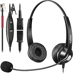 Callez Telephone Headset with Quick Disconnect for Yealink T54W T33G T46S | RJ9 Phone Headset with Noise Cancelling Mic, Office Headphone for Yealink T42S T21P T20P Avaya 9608 9611 Grandstream Snom
